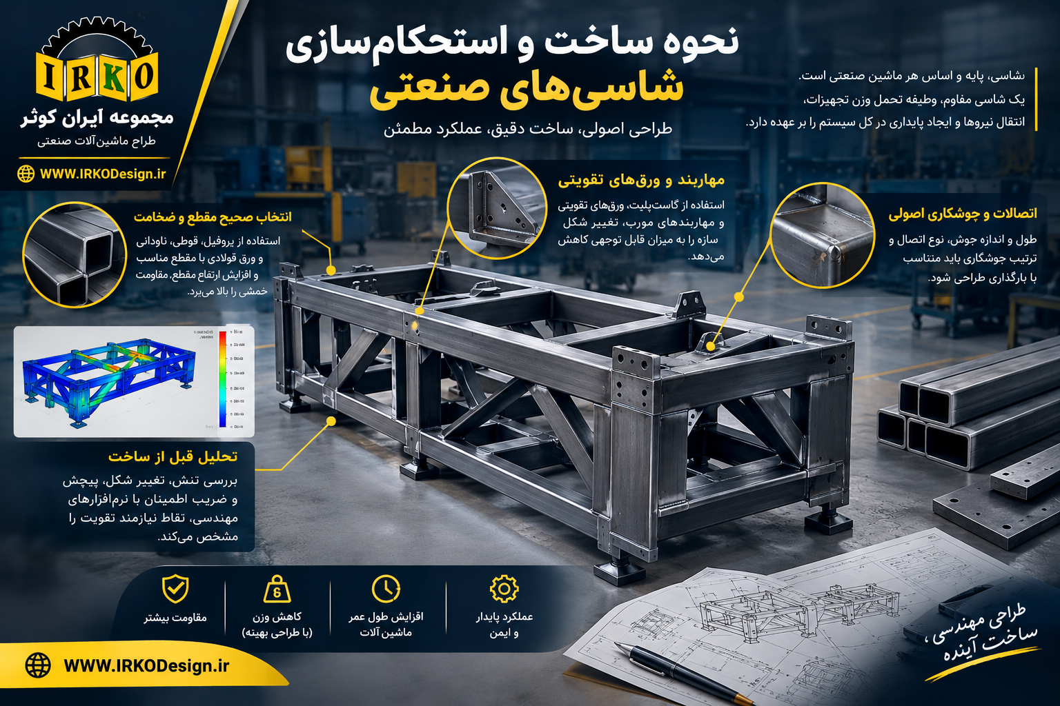 نحوه ساخت و استحکام‌سازی شاسی‌های صنعتی؛ اصول طراحی و تقویت